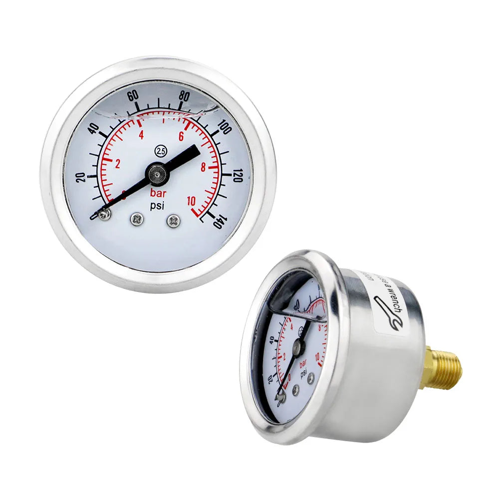 MAIRUIKESI Liquid filled Price Pressure Gauges 40mm(1.5")  Back Connection Stainless Steel Case Brass Joint Water Gas Manometer