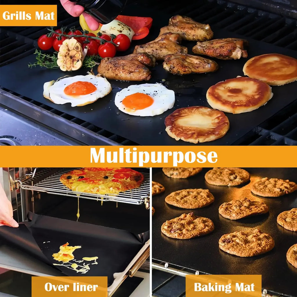 6 Pack Grill Mat for Outdoor Grill, 100% Non-Stick 40*33CM, Heavy Duty, Reusable and Easy to Clean - Gas Charcoal & Electric BBQ