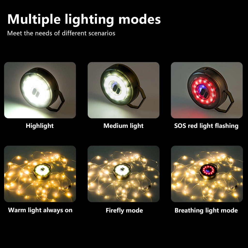 BISINNA LED Camping String Light USB Charging Lantern 2000mAh, IPX4 Waterproof, Rechargeable Flashlights