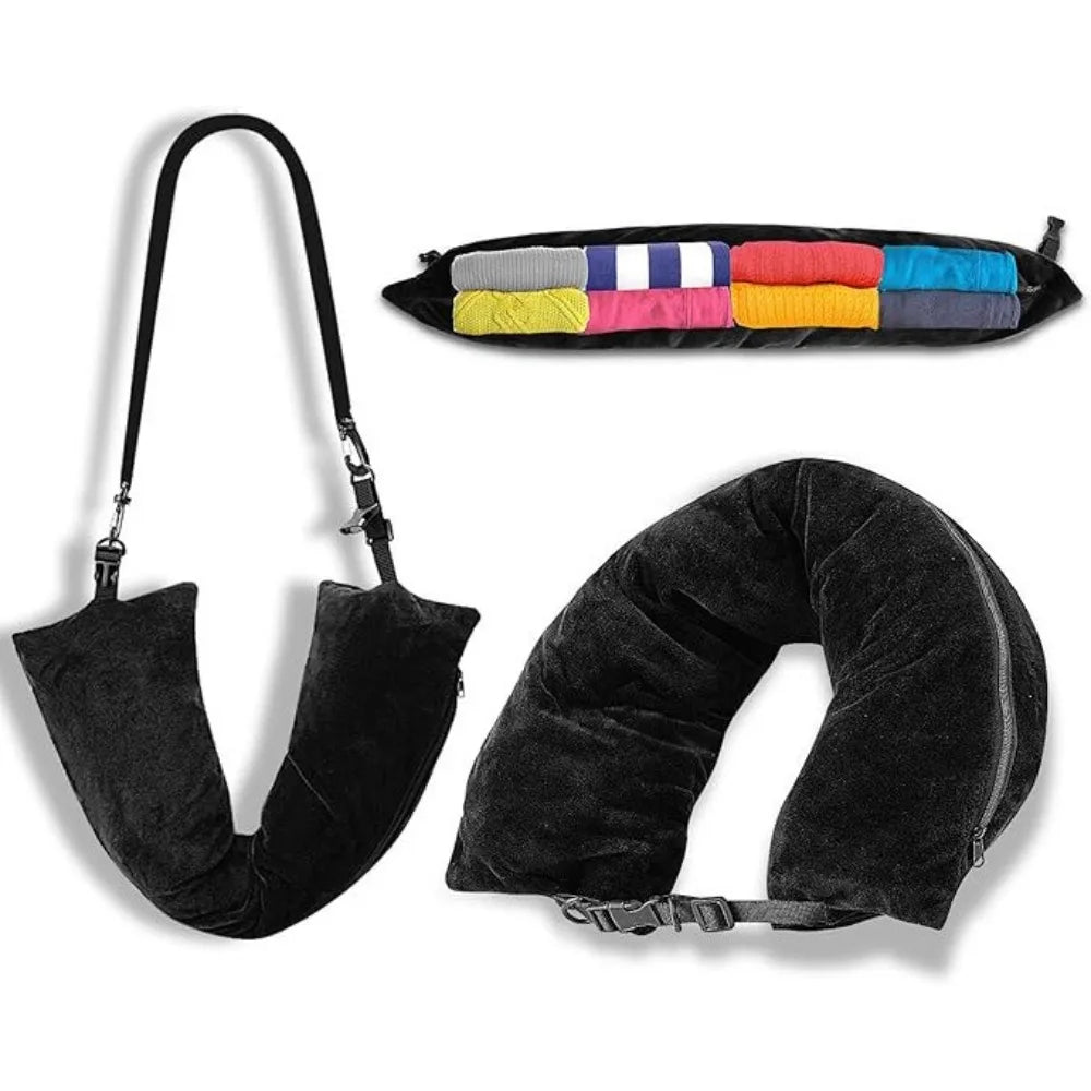 Multifunctional Fillable Travel Neck Pillow Comfortable U-Shaped Pillow Luggage Pillowcase Waterproof Portable Stuffable Neck