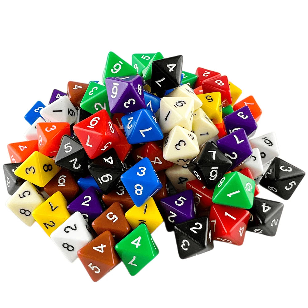 D8 Polyhedral Dice 15.5mm TRPG DND Digital Dice Game Set 8 Sides 10Pcs for Board Game