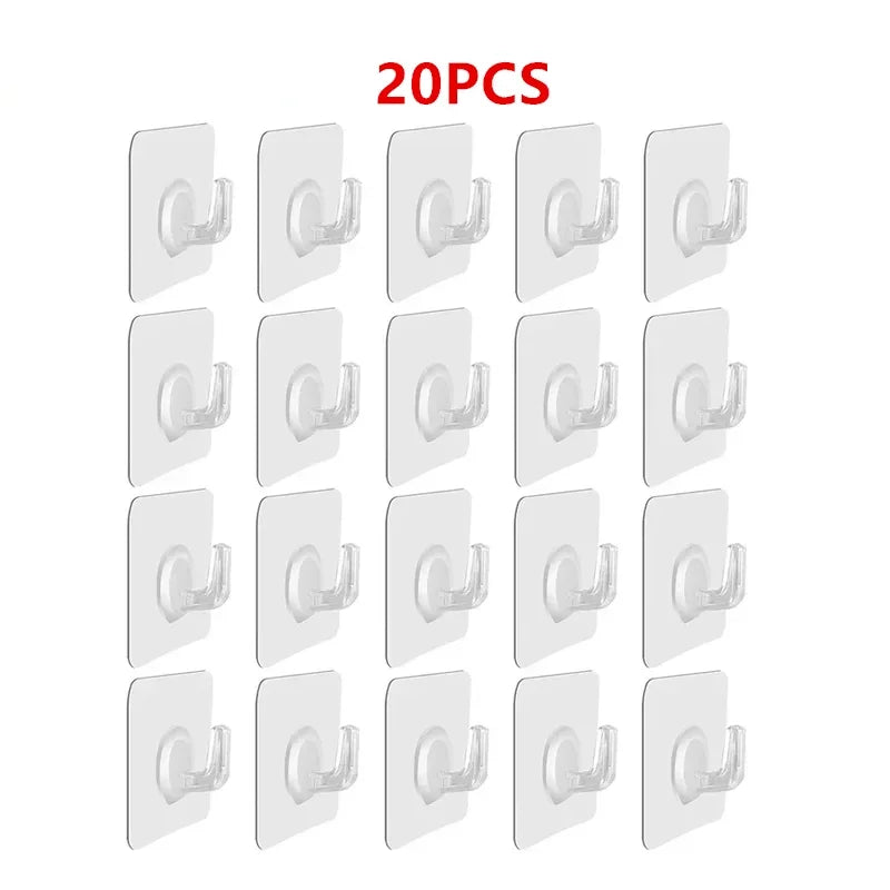 5-40pcs Transparent Plastic Duty Wall Hook for Kitchen Bathroom Office Storage No Trace No Scratch Waterproof Adhesive Hooks