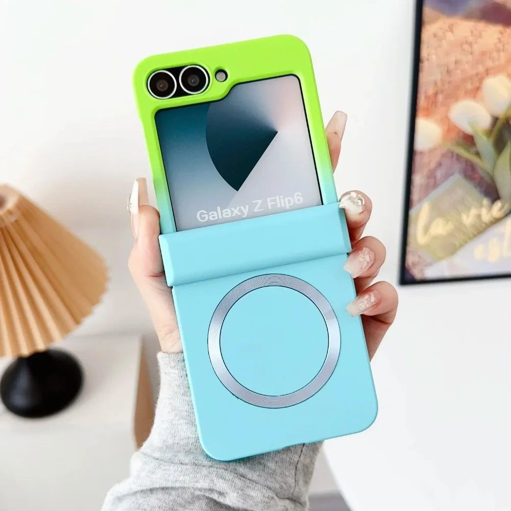 Gradient Color For Magsafe Magnetic Hinge Protection Hard Plastic Phone Case for Samsung Galaxy Z Flip 8 7 FE 6 5 4 3 5G Cover