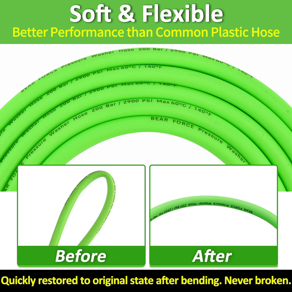 Soft & Flexible Pressure Washer Water Hose 1/4" * 10M/ 200Bar, Kink Resistant Extension Hose, Fit for Kar-cher K2-K7 Click Type