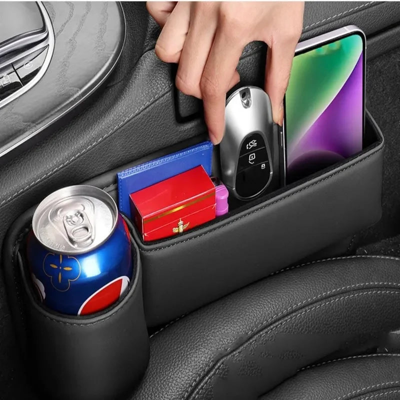Car Seat Gap Filler Water Cup Holder Gap Side Storage Box Car Leather Universal Front Seat Gap Filler Storage Box Inside The Car