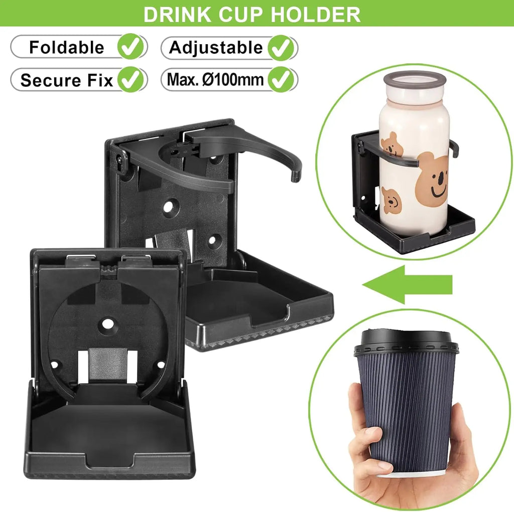 2 Pcs Cup Holder Adjustable Folding Cup Drink Can Bottle Holder Stand Mount For Car Auto Boat Truck RV Van Fishing Box