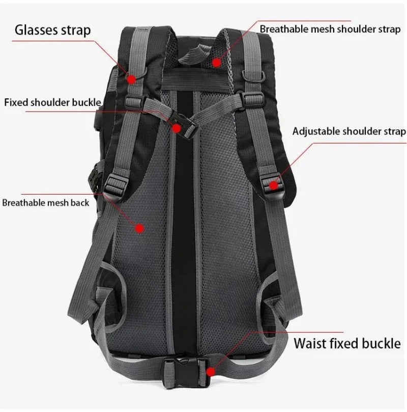 40L Outdoor Camping Backpack Nylon Waterproof Hiking Travel Sport Bag For Men Women Ultralight Climbing Trekking Backpack