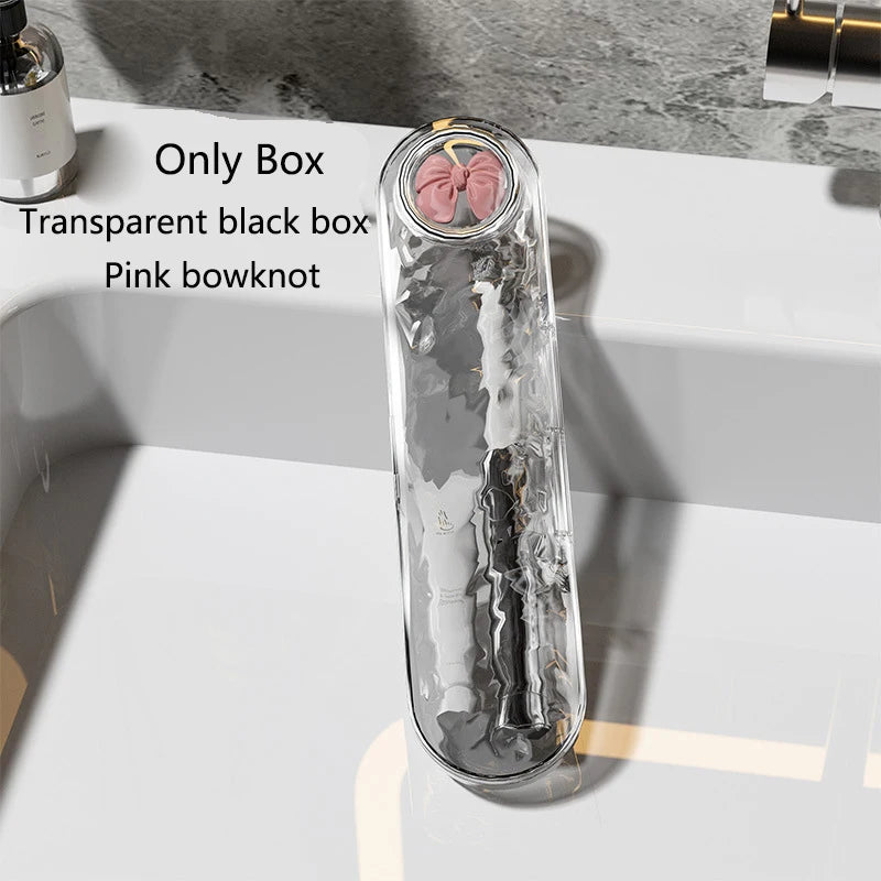 New Travel Homeuse Portable Toothbrush Storage Box Dustproof Toothbrush Boxes Cute Bowknot Water Ripple Tooth brush Cover Case