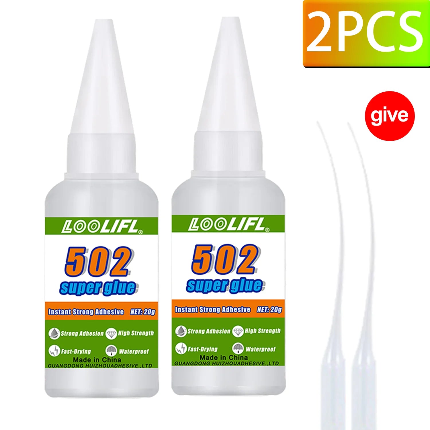 1-7PCSLOOLIFL 502 Super Glue Instant Quick-drying Cyanoacrylate Adhesive Leather Rubber Glass Metal Strong Bond Liquid Glue Tool