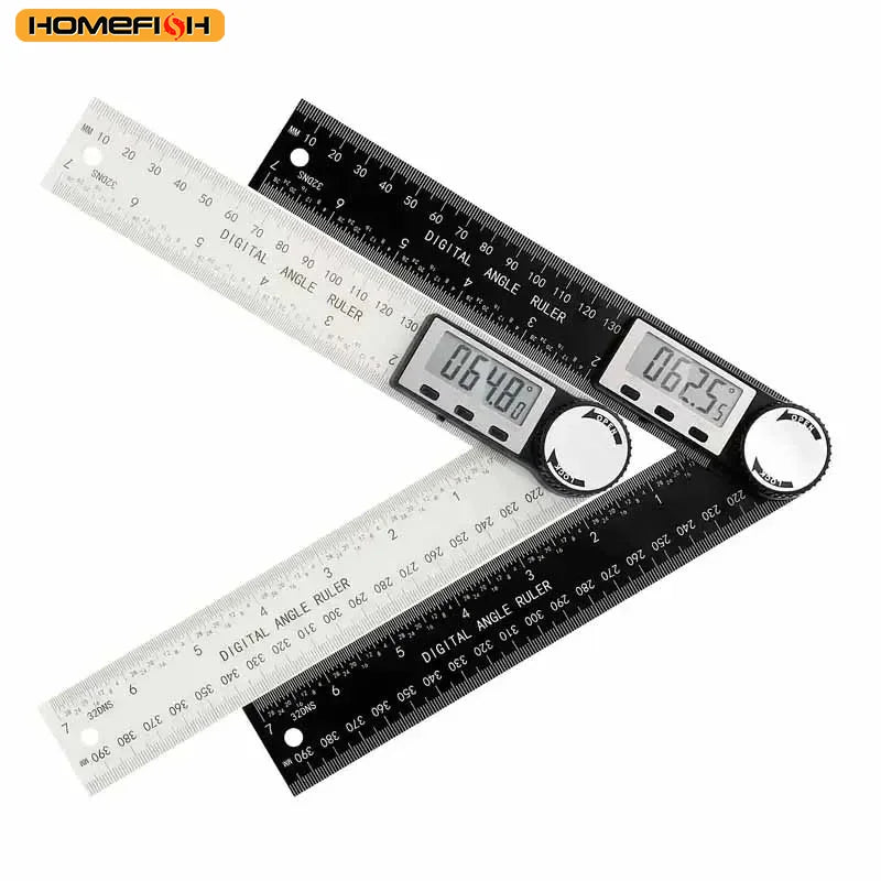 HOMEFISH 1 PC 2 in 1 Digital Angle Detector Scale Suitable for Woodworking Mutifunction Tools Measurement Tools High Accuracy