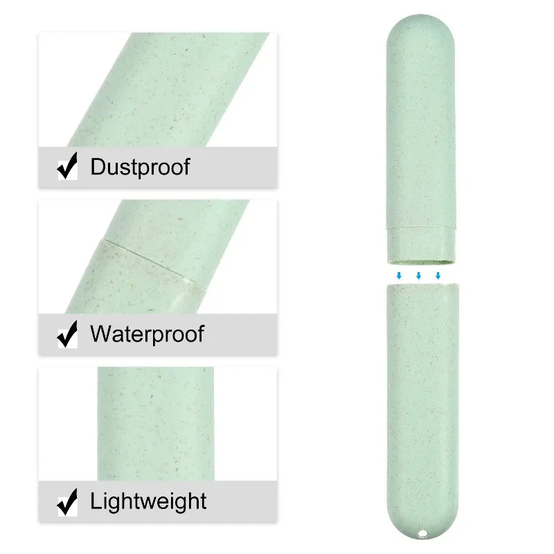 2pcs Toothbrush Travel Case Traveling PP Portable Holders Cases Green Blue 8.07''x1.22''x0.83''
