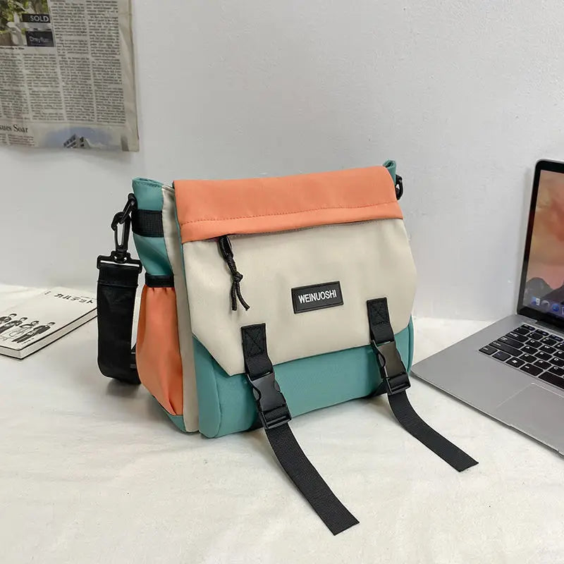 Japanese Simple Men Messenger Bag Korean Bag Student Nylon Waterproof Canvas Bag Tide Shoulder Crossbody Bags for Women Satchel
