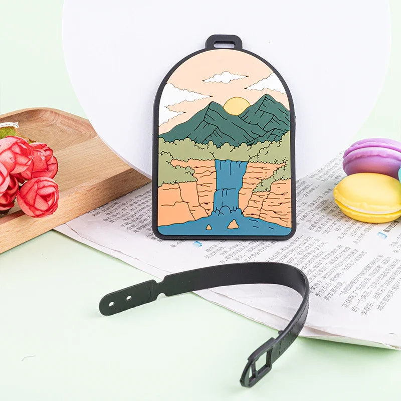 Camping Mountain Landscape Luggage Tag Nature Scenery PVC Suitcase Identifier Label Travel Baggage Name Tag Backpack Accessory