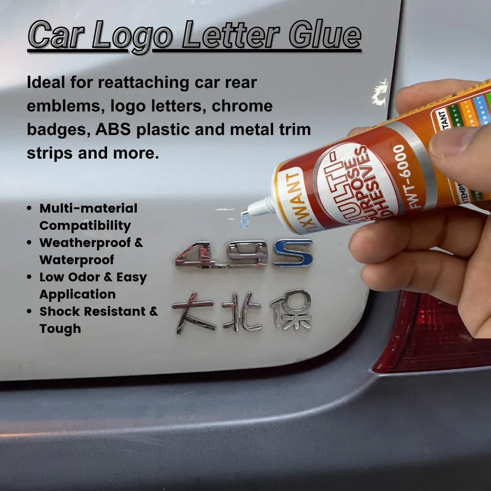 Car Logo Sticking Glue, Waterproof Heat Resistant Adhesive, Fit for Chrome Metal, ABS, Acrylic Car Badge & Interior Parts