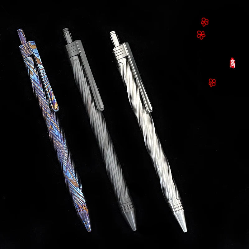 Zirconium Titanium Damascus Click Pen Tactical Pen EDC Portable Signing Premium Business Pen Stationery