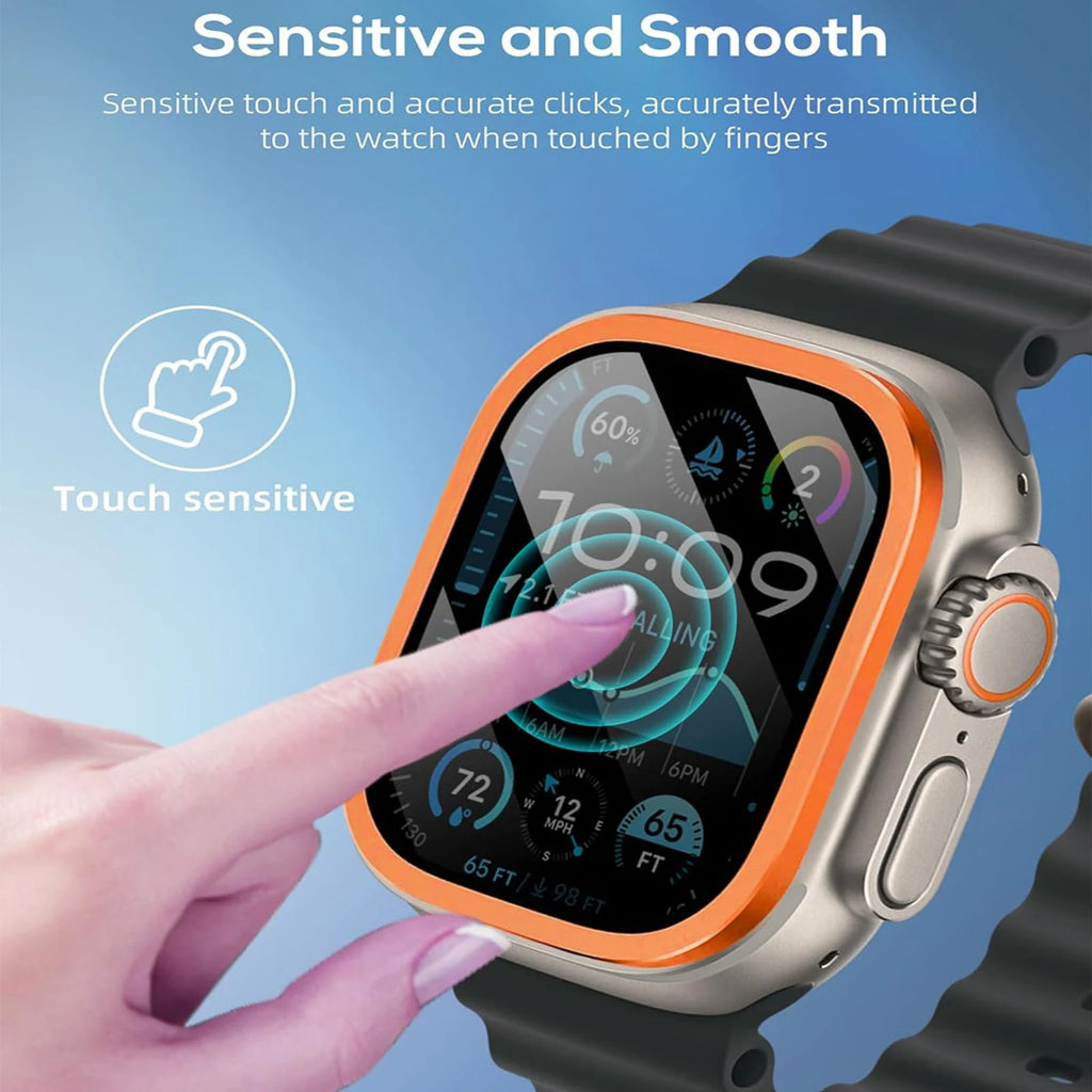 Aluminium Alloy Case+Tempered Glass for Apple Watch Ultra 3 2 1 Anti-Scratch Screen Protector for iWatch Ultra 2 49mm Cover Film