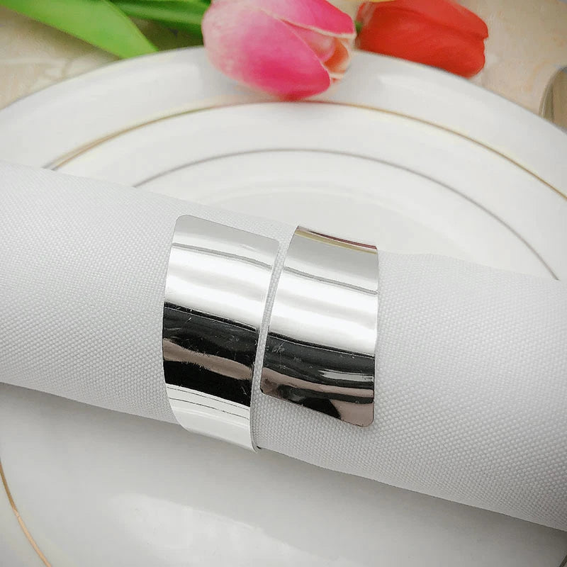 6 Pcs Napkin Ring,Circle Napkin Holder for Wedding Christmas Dinner Table Decor Silver-A68X