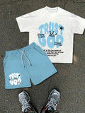 2026 Summer New Men's Short-Sleeved Set for Street Casual Fashion Comfortable Soft Breathable with 3D Letter Pattern Print