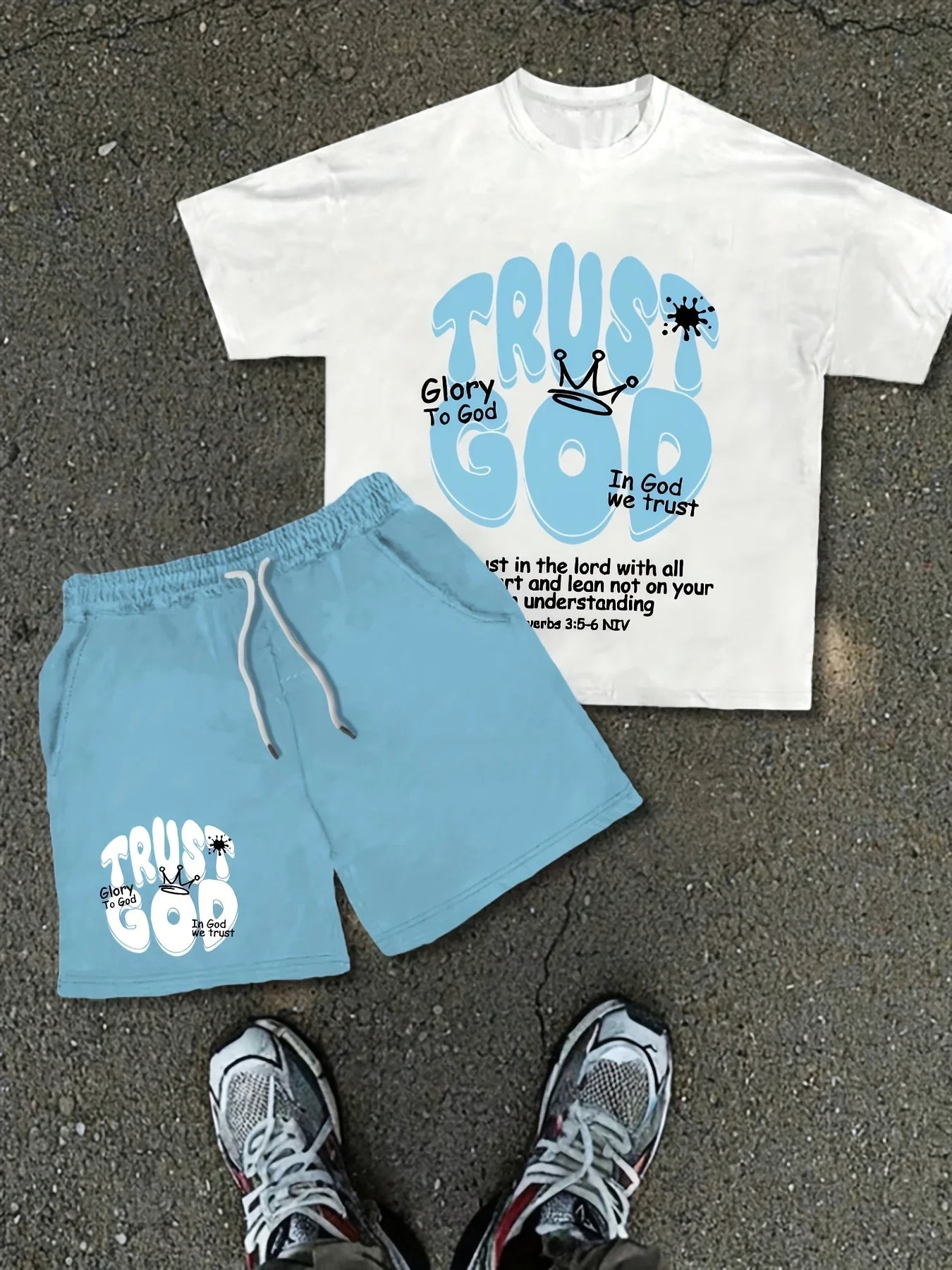 2026 Summer New Men's Short-Sleeved Set for Street Casual Fashion Comfortable Soft Breathable with 3D Letter Pattern Print