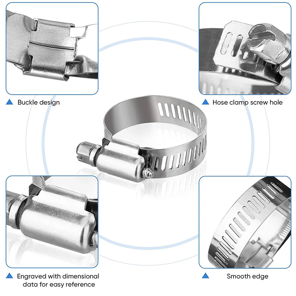 40PCS hose clamp set 1/4 "– 1-1/8" stainless steel worm gear hose clamp for pipes, intercoolers, pipes, pipes and fuel pipes