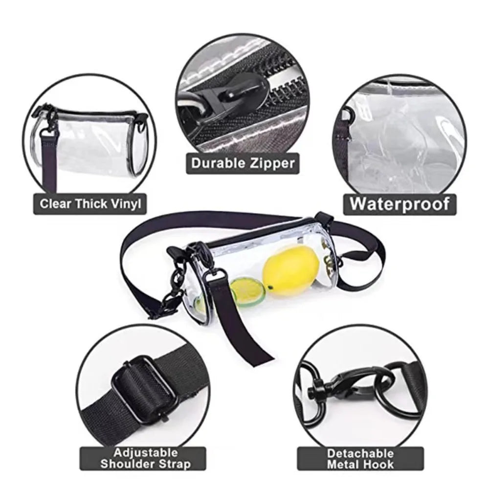 Fashion PVC Jelly Shoulder Messenger Bag Purse Waterproof Clear Bag Stadium Approved Adjustable Tote Bag Unisex