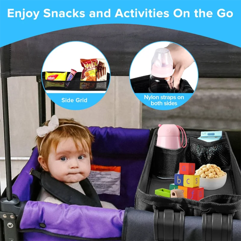 1PC Snack Tray Attachment Cart Hanging Bag Easy to Clean Universal Snack Tray for Wagon W4 Accessories with Cup Holder