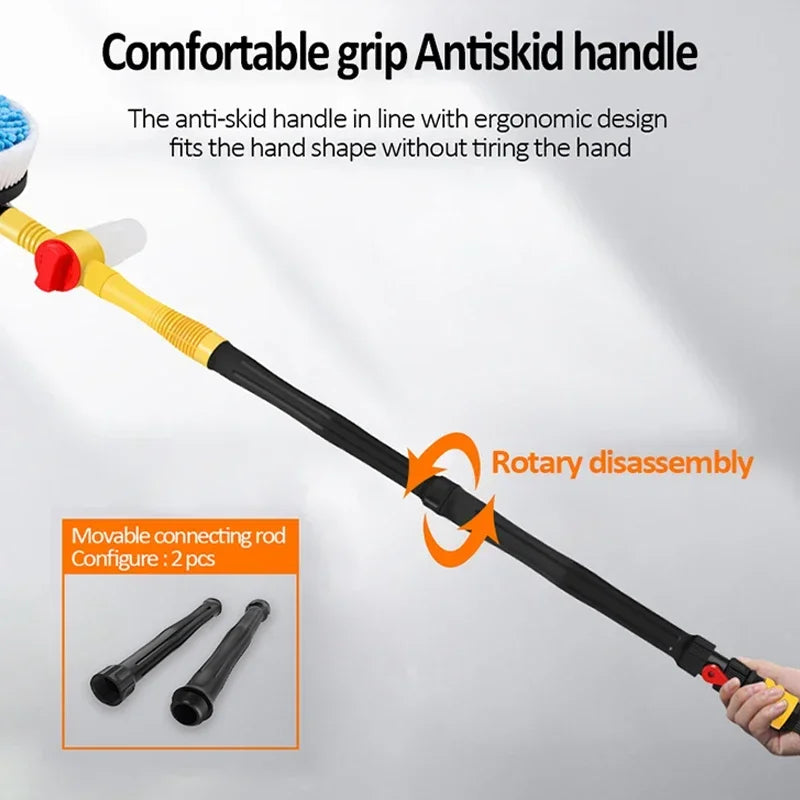 Car Wash Brush Cleaning Tools Mop Long Handle Automatic Rotating Foaming Car Chenille Microfiber Wash Mop for Car Truck Cleaning