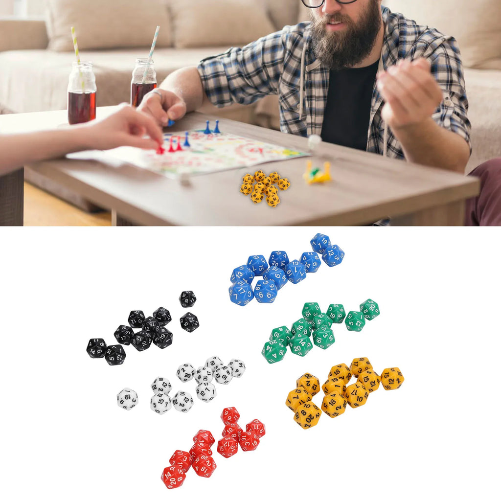 10PCS Polyhedral Dice Set Plastic Lightweight 20 Sided Dice for Role Playing Table Games Polyhedral Dice 1-20 Number