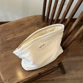 Simple Solid Color Woven Texture Clutch Bag for Woman, Fashion Rice Ear Pattern Large Capacity Makeup Bag, Portable Storage Bag