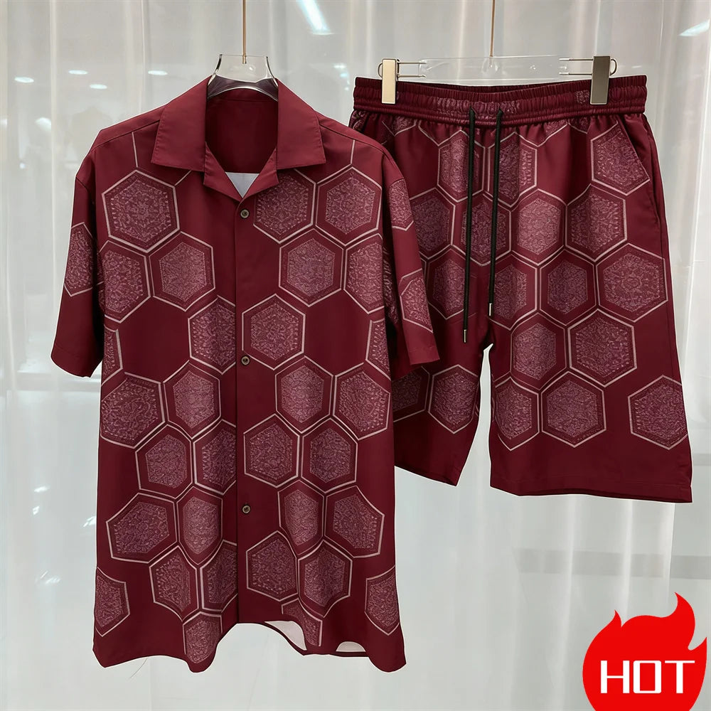 3D Graphics Printed men's Set Fashion two-piece Shorts Set high-quality Summer Short Sleeved Shirt Unisex Shirt Set Home Pajamas