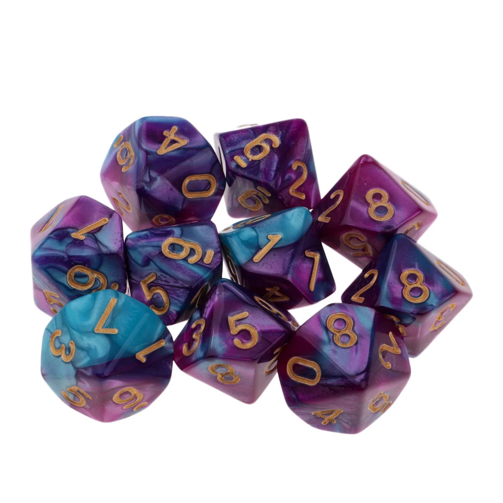 10pcs RPG DND Polyhedral Dice Set D10 D8 – Board Game Multi-sided Dice / 10 dés polyédriques RPG DND D10 D8 – Jeux de société multi-faces
