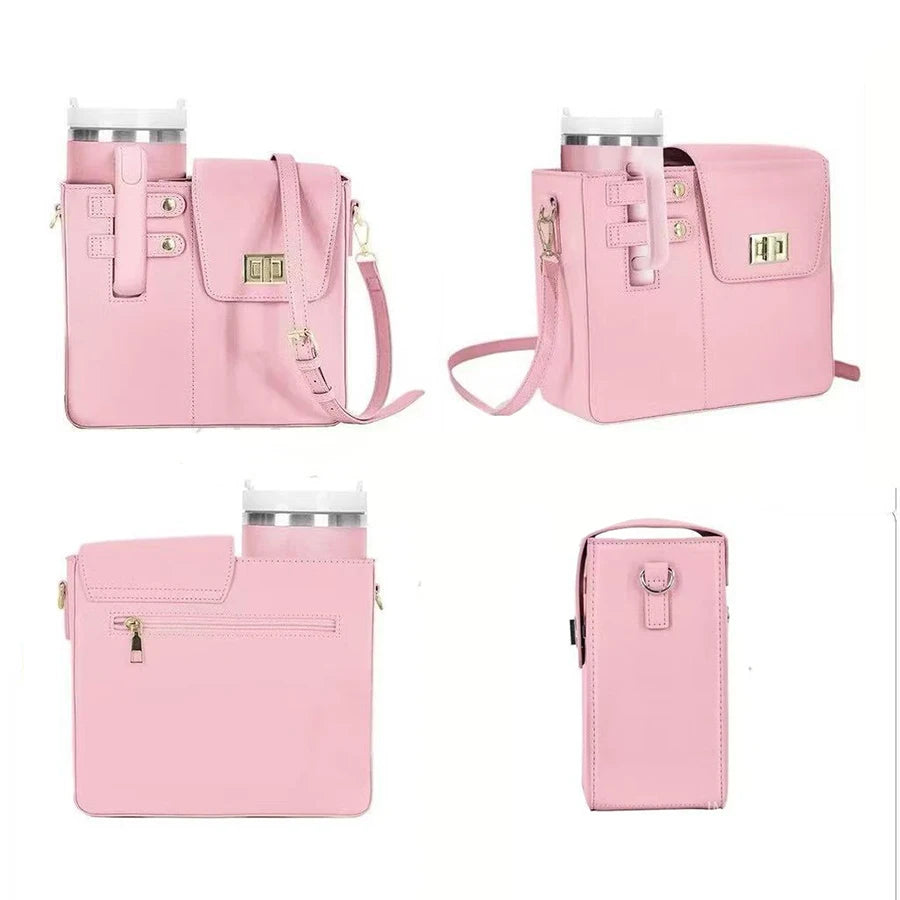 Crossbody Water Bottle Carrier Bag Portable Multifunctional Single Shoulder Storage Pouch Travel Daily Carry Organizer