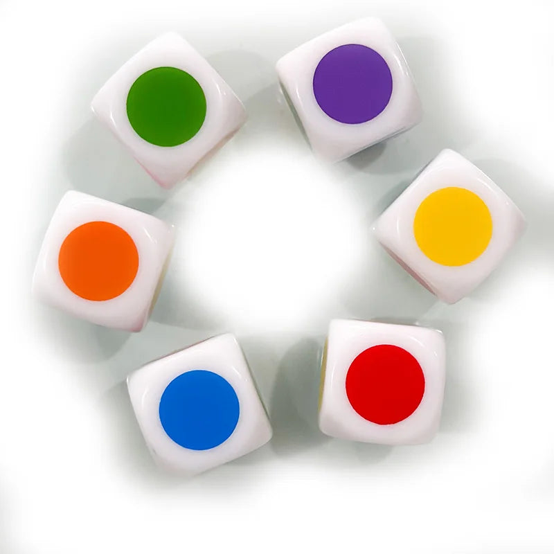 10 Pcs/set 6 Sided Round Colour Dice Funny Puzzle Game  16 mm