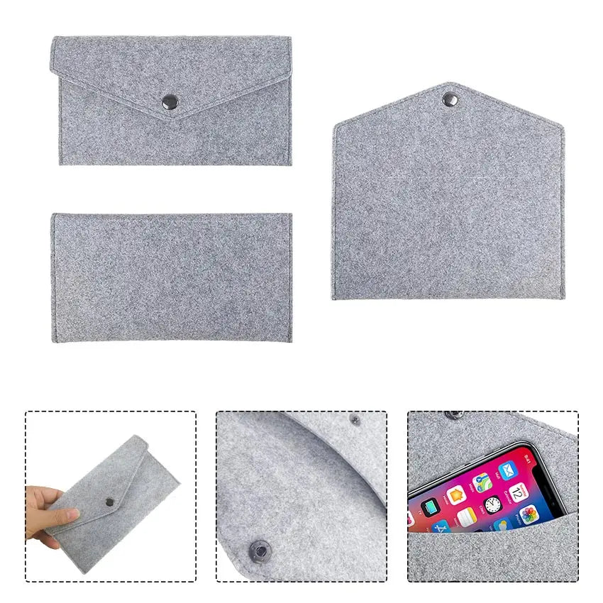 Multifunction Felt Purse for Men and Women, Wallet, Storage Bag, Glasses, Mobile Phone Case, Cash Card Holder, Portable Pouch