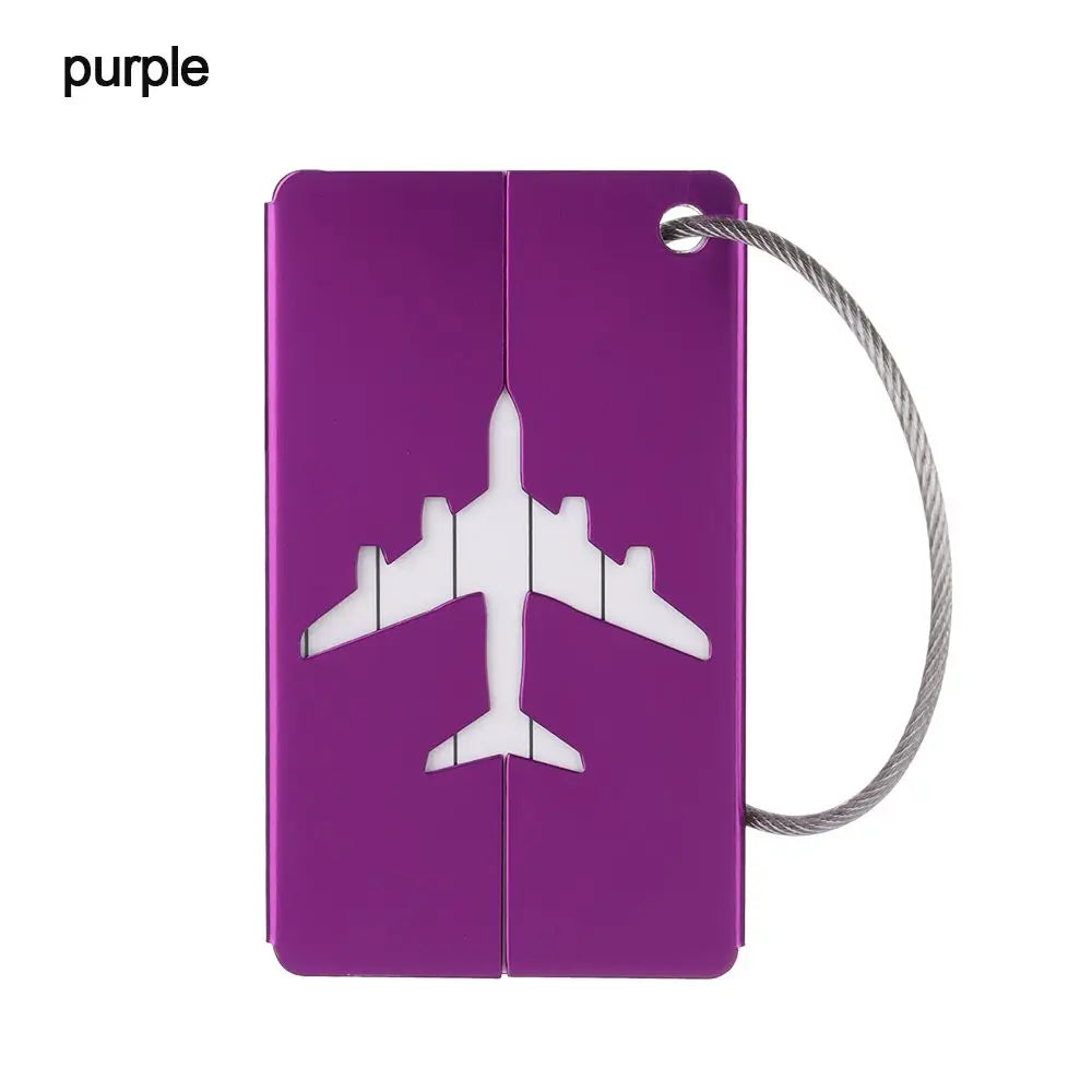 Aluminium Travel Luggage Tags Reusable Suitcase Baggage Labels Holiday Suitcase Labels Travel Bag ID Plane Identifier With Ropes