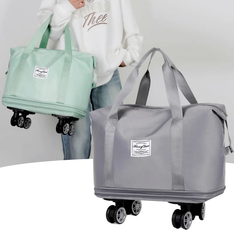 Universal Wheel Expandable Luggage Large Capacity Dry and Wet Separation Storage Travel Fitness Bag Lightweight Luggage