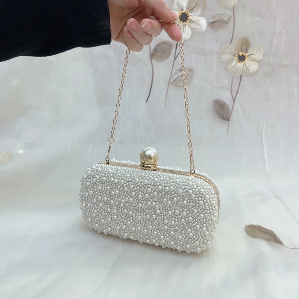 Luxury Wedding Evening Dress Bag Chain Shoulder Bag Women's Pearl Wallet Women's Party Handbag Fashion Designer Brand Purse