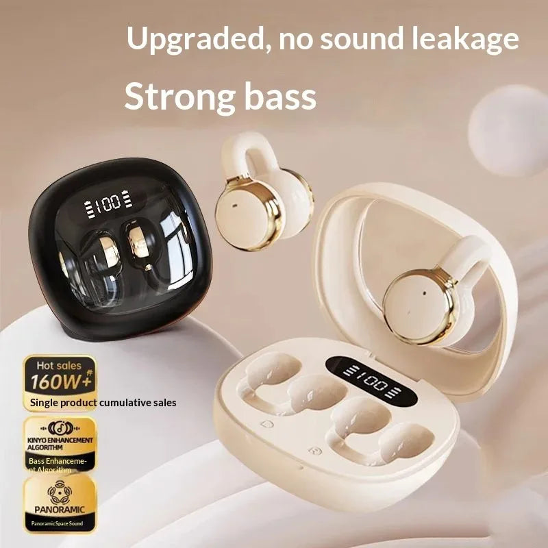 Open-Ear Clip-On Bluetooth Wireless Earbuds Immersive Surround Stereo Audio Built-In HD Microphone Ideal for Music Lovers