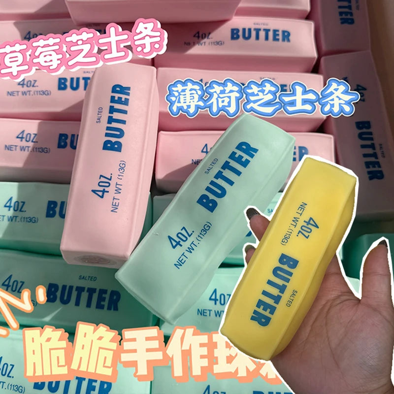 Butter Stick Squishy Stress Ball Fidget Toy Crunchy Squeeze Toy Round Blocks Filled ASMR Anti Stress Release Hand Relax Gift Toy