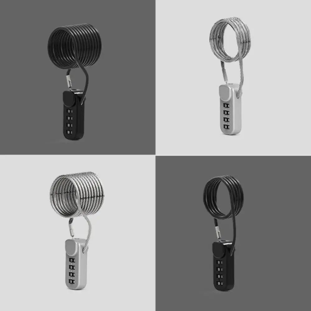 Durable 4 Digit Combination Code Number Lock With Spring Coil Anti-theft Cable Code Lock Wire Rope Password Lock Zipper Bag