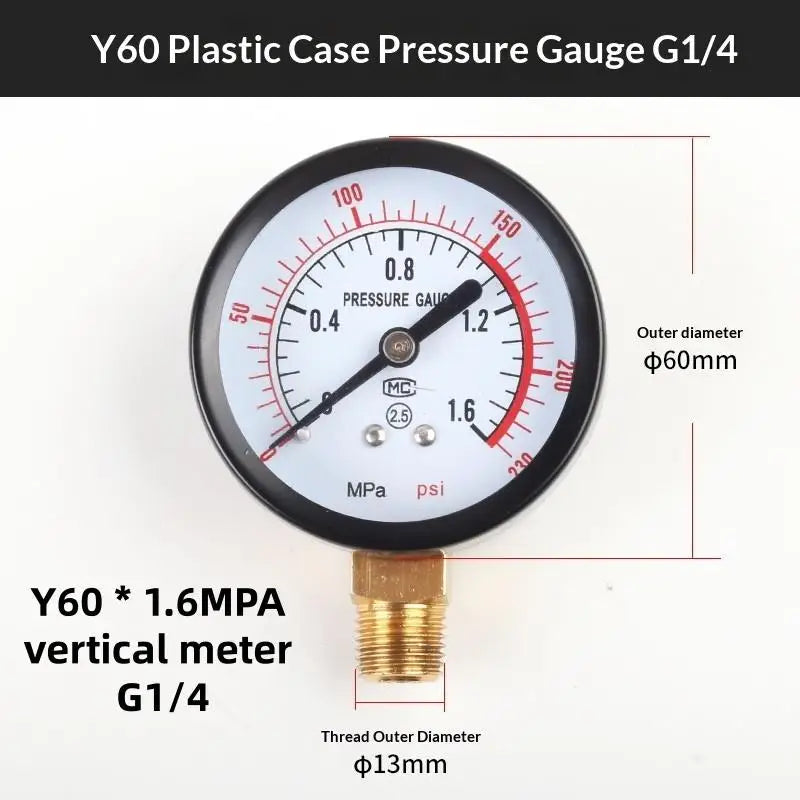 【New】1Pcs 0-25Bar 0-10Bar 0-12Bar Hydraulic Fluid Measuring Instrument Air Compressor Pressure Gauge DIY Accessories