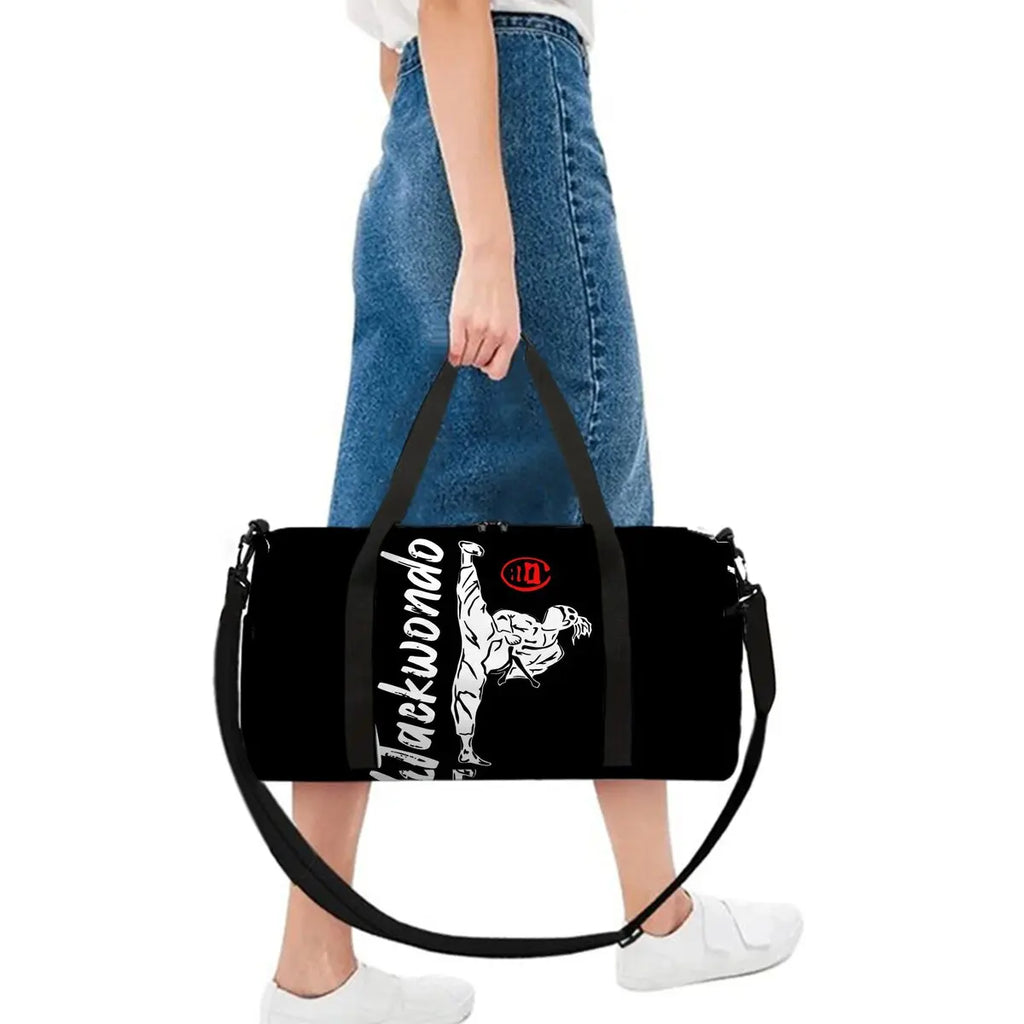 Taekwondo Judo 2D Flat Cartoon School Travel Bag Large Capacity Zipper Luggage Bag Best Gift for Boys Girls Fashion Style