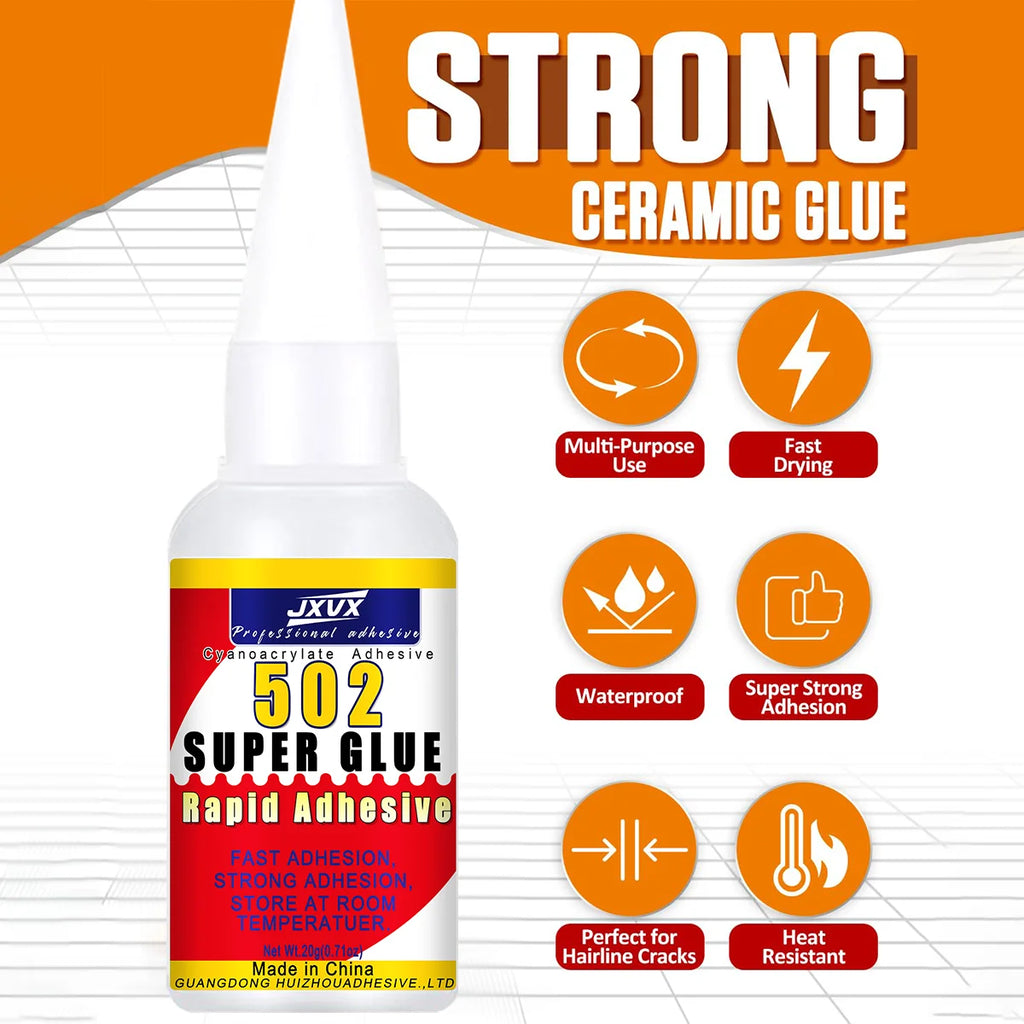 JXVX High Strength Instant 502 Super Glue Quick-Drying CA Adhesive Strong Bond For Leather Ceramic Office Supplies Glue Tool