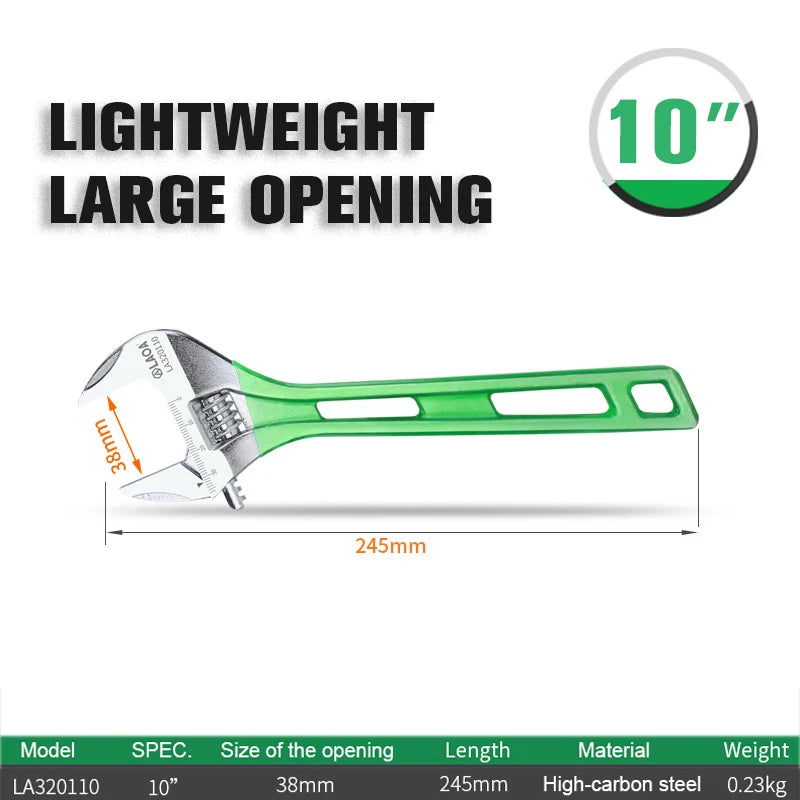 LAOA Large Opening Adjustable Wrench Light Spanner Multifunctional Bathroom Pipe Wrench 6-12 inch Plumbing Repair Hand Tools