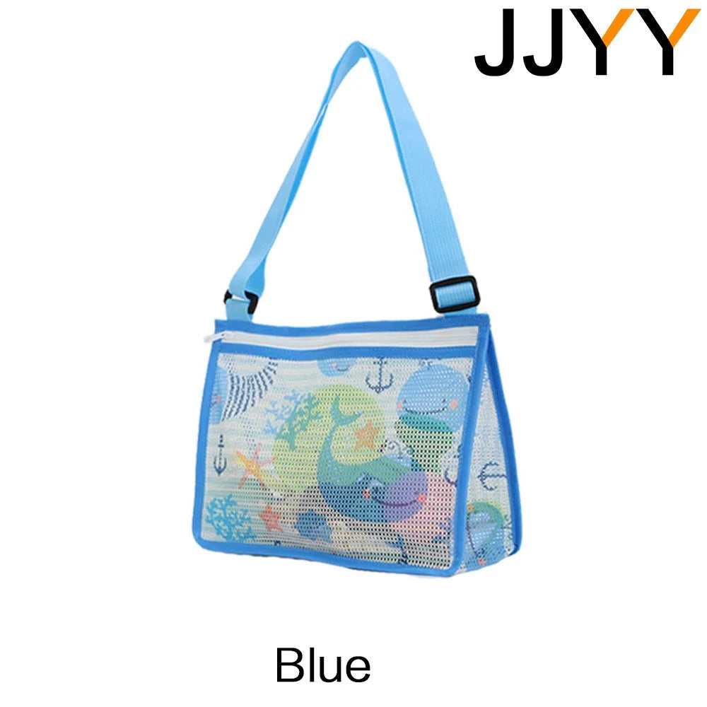 JJYY Foldable Beach Bag Beach Mesh Toy Seashell Tote Kids Toy Storage Bag