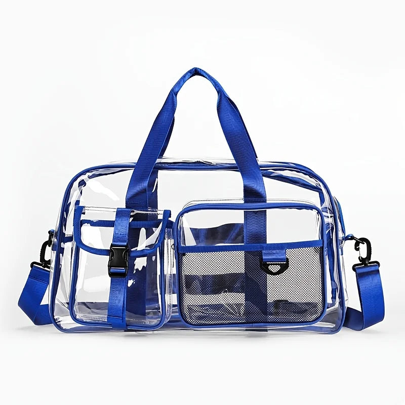 Large Transparent Pvc Travel Gym Bag Large Capacity Waterproof Portable Handbag For Outdoor Beach Sports Daily Storage Carry Use