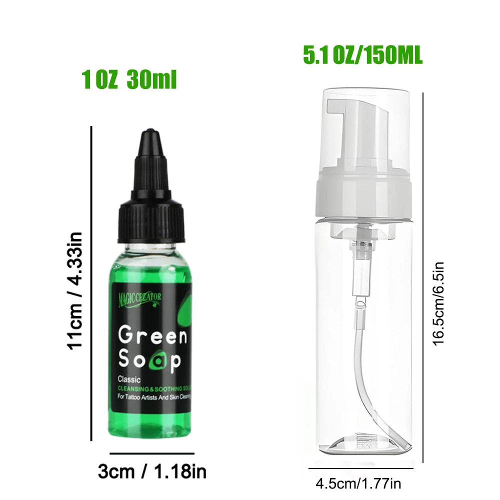 Tattoo Cleaning Soap Ink Tattoo Care for Fresh Tattoos Gentle Sulfate Free Tattoo Green Soap, Soothing Daily Wash for New Ink