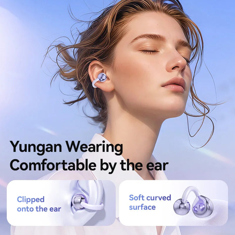 Lenovo Open Ear Clip Earbuds Wireless Bluetooth5.4 Headphone Noise Cancelling Earphone With Mic LED Display for Xiaomi Huawei
