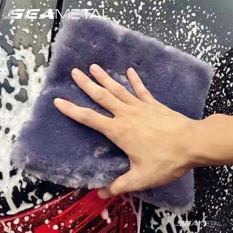 SEAMETAL Car Wash Plush Towel Cleaning Drying Car Polishing Cloth Soft Edgeless Detailing Waxing Towel 25x25CM Car Wash Supplies
