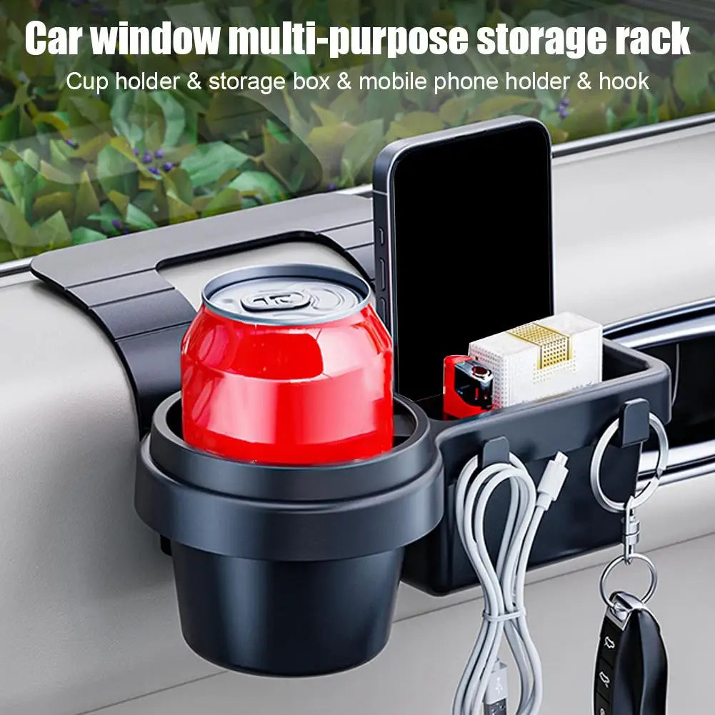 Upgrade Car Cup Holder Phone Mount Tray Side Door Window Storage Barrel Pocket Hanging Rack Auto Interior Accessories